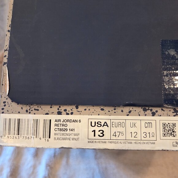 Size 13 Men's - Jordan 6 Retro Midnight Navy (CT8529-141) - Picture 7 of 7